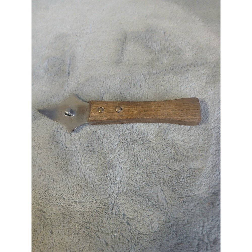 Vintage Stainless Steel Japan Can Bottle Opener Wood Handle Riveted 5.5 Inch